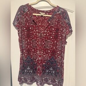 Women's Red Patterned Top